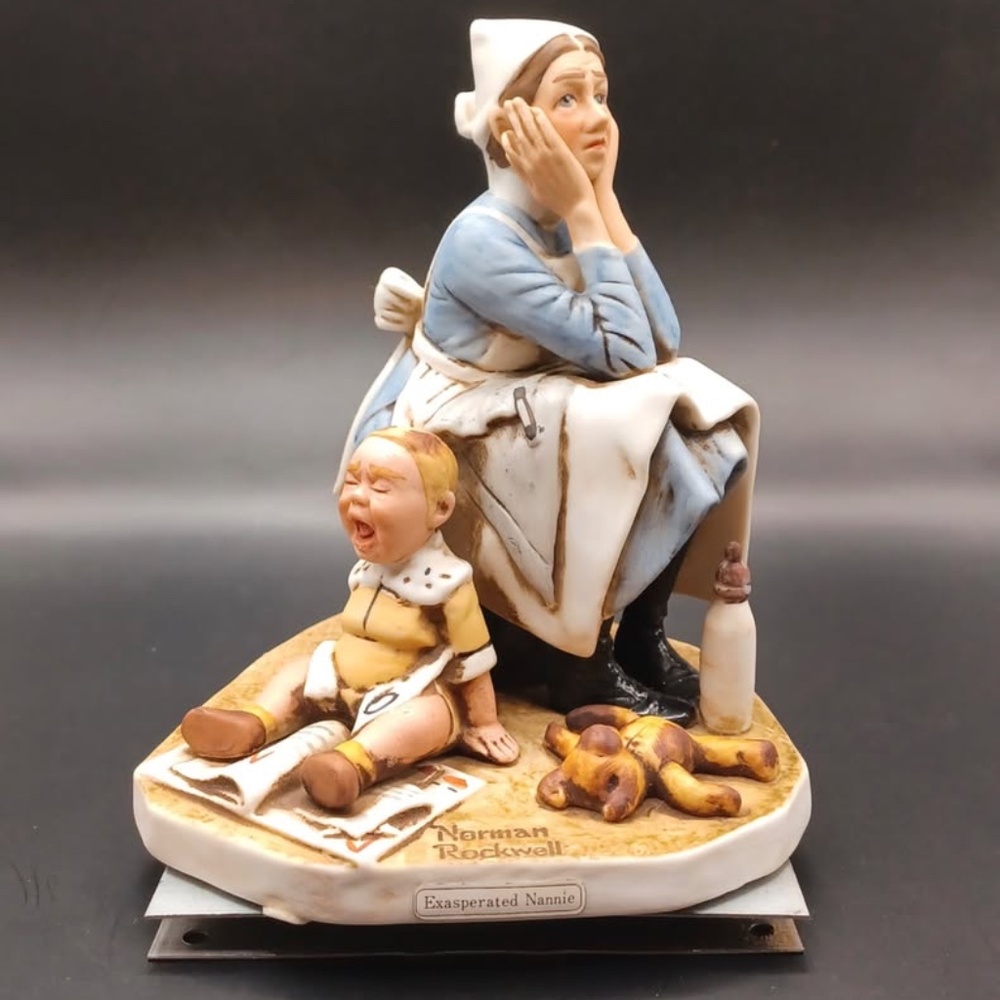 "Exasperated Nannie" by Norman Rockwell 1980 Porcelain Figurine